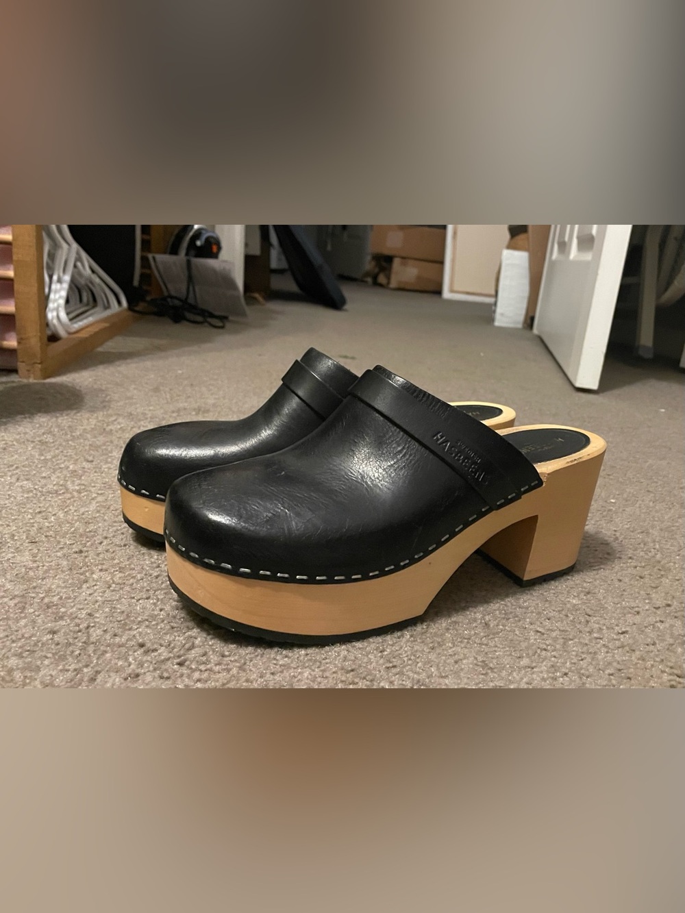 Swedish Hasbeens Louise clog black